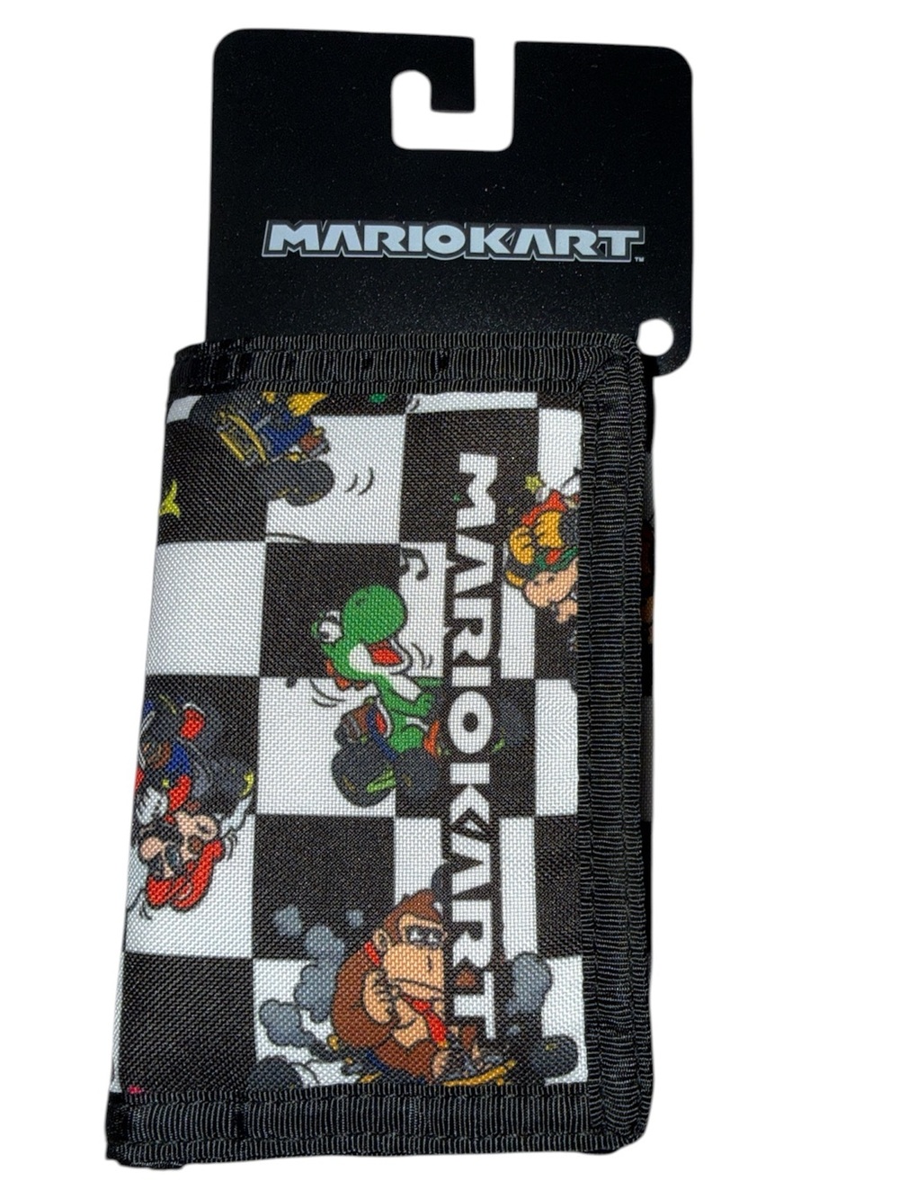 Mario Kart Checkered Character Wallet - Black & White with Multicolor Accents